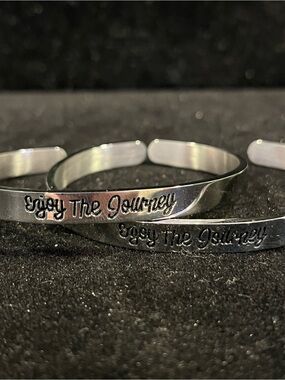 Silver 'Enjoy The Journey' Cuff Friendship Bracelet Motivational Women’s Jewelry